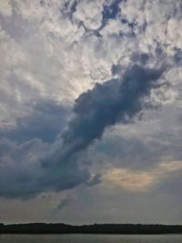 Low angle view of dramatic sky over land