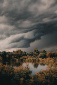 Scenic view of lake against sky