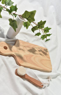 High angle view of fresh white flowers on table