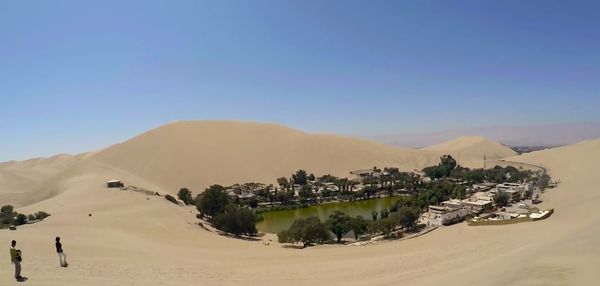 Scenic view of desert against clear sky