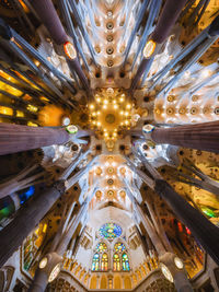 Low angle view of illuminated ceiling of building