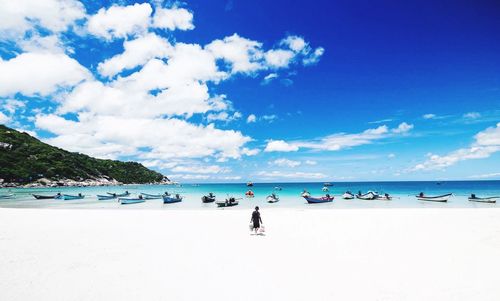 Scenic view of sea against blue sky