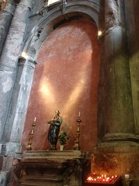 Low angle view of statue against building