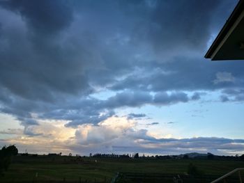 Scenic view of field against sky during sunset