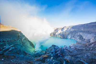 Ijen crater landscape from banyuwangi regency of east java, indonesia