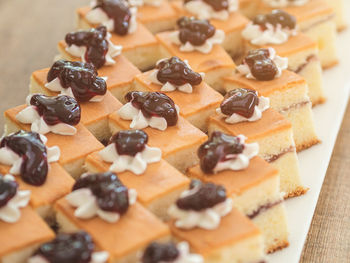 High angle view of cake on table