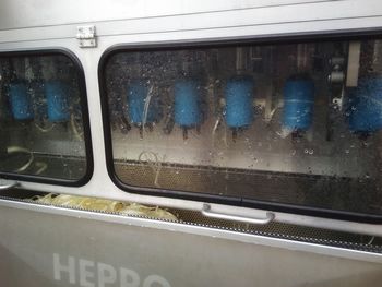 Train seen through glass window