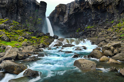 Scenic view of waterfall