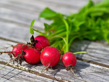 Close-up of strawberries on table