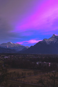 Scenic view of mountains against sky