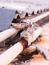 High angle view of pipe