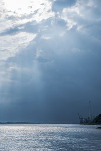 Scenic view of sea against cloudy sky