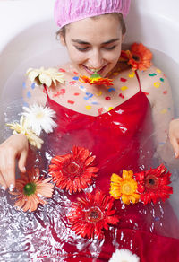 Woman enjoying in bathtub