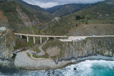 Bridge in big sur and willow creek picnic area and beach.