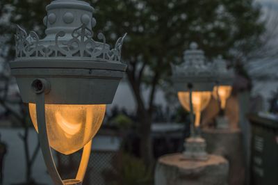 Close-up of illuminated lantern