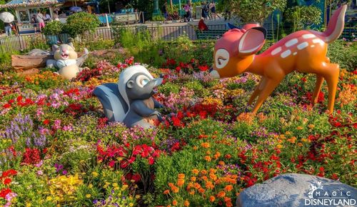 Low angle view of statue amidst flowering plants in park