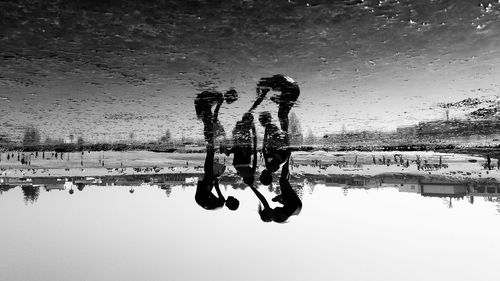 Tilt image of people on beach