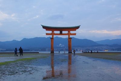 Tourists on mountain