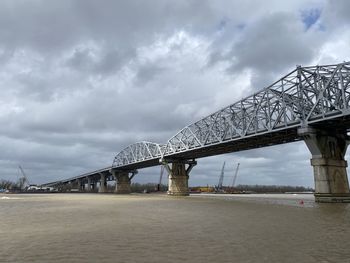 Low angle view of bridge over river against sky