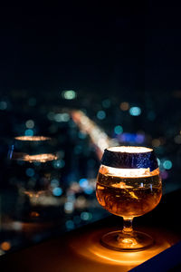 Close-up of wine glass on table