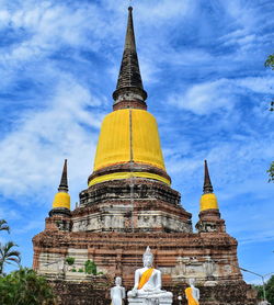 Low angle view of temple building against sky