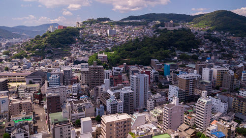 Aerial view of cityscape against sky