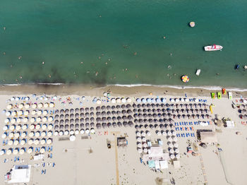 High angle view of people on beach