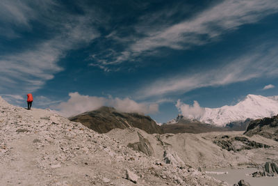 Scenic view of mountains against sky during sunset