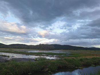 Scenic view of lake against sky