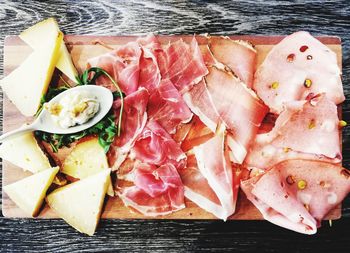 High angle view of food on table