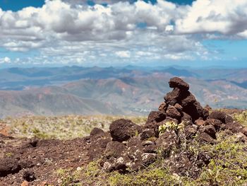 Scenic view of mountain range against sky