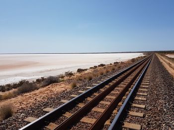 Railroad by salt flats