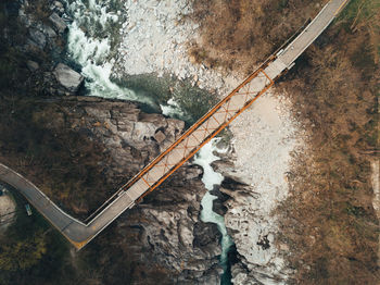 Directly above shot of footbridge over river