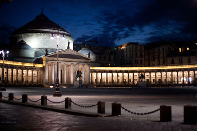 Illuminated buildings at night