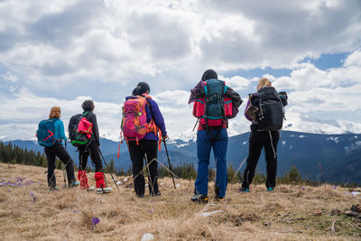 People walking on mountain