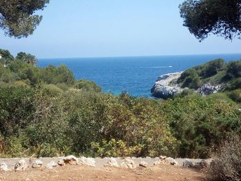 Scenic view of sea against clear sky