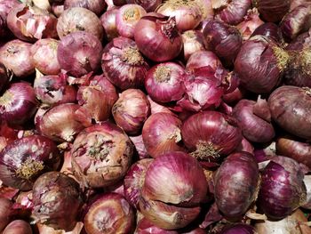 Full frame shot of onions for sale at market