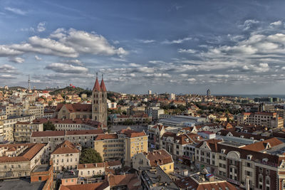 High angle view of cityscape against sky