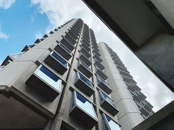 Low angle view of modern building against sky