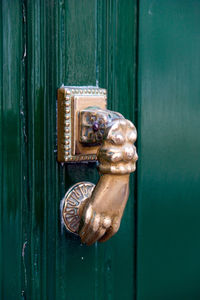 Close-up of old door handle