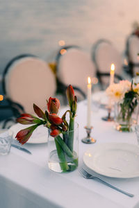 Close-up of flower vase on table