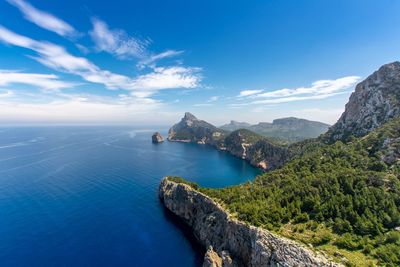 Scenic view of bay against sky