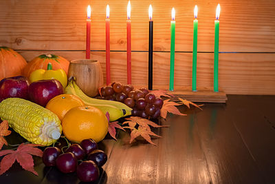 Various fruits on table