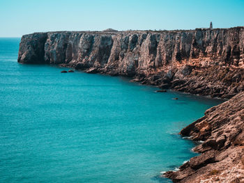 Scenic view of sea against clear sky