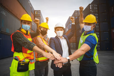 People working at construction site