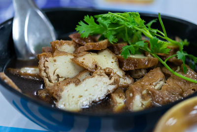 Close-up of meal served in plate