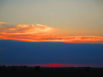 Scenic view of silhouette landscape against sky during sunset