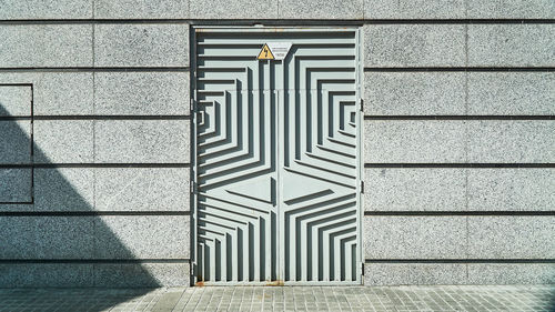 Closed metal door of building