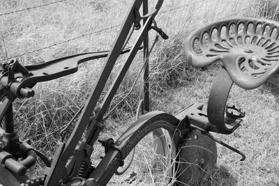 Close-up of bicycle parked