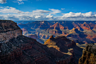 Aerial view of landscape against cloudy sky